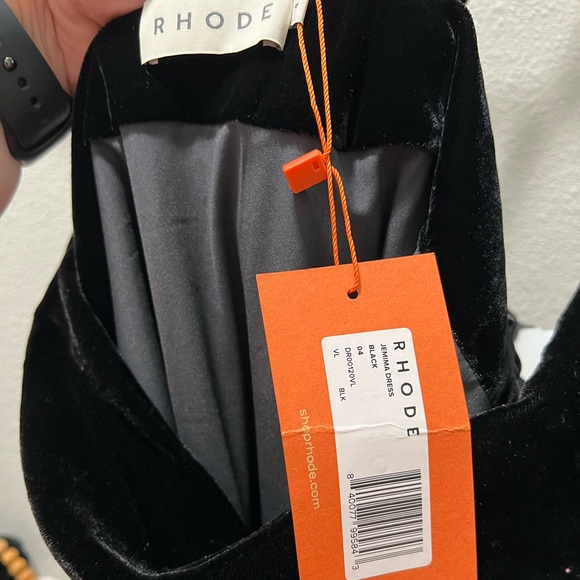 RHODE Jemima Black Velvet Dress NWT - Picture 7 of 9